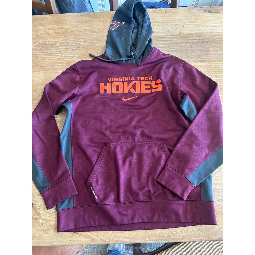 Nike Therma Fit Virginia‎ Tech Hokies Hoodie Maroon Orange Mens Large VT Gorp - Picture 2 of 8